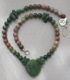 Jade, agate and seaglass necklace