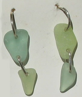 Two green glass dangles