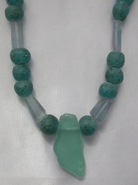 Florite, african beads and seaglass necklace